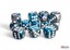 Gemini Steel-Teal/white 16mm d6 Dice Block (12 dice) - CHX26656